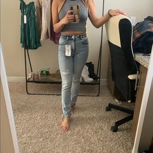 Hi-rise/skinny denim jeans